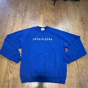 Luna Luna crewneck graphic Blue Sweater size large 100% cotton